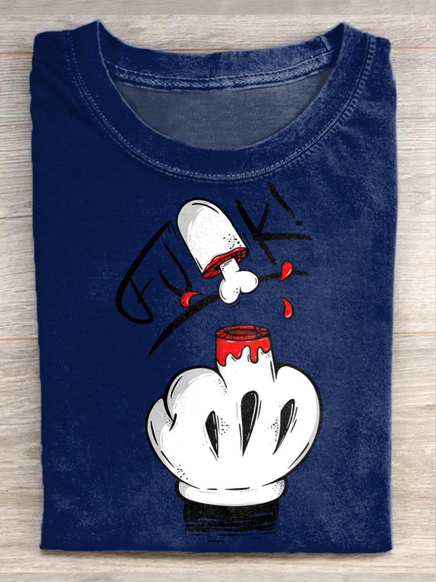 Printed Vintage Fashion Loose Short Sleeve  T-Shirt