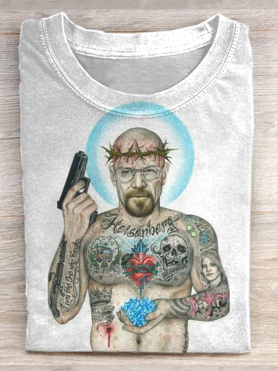 Retro Illustration Printed Casual Loose T-Shirt