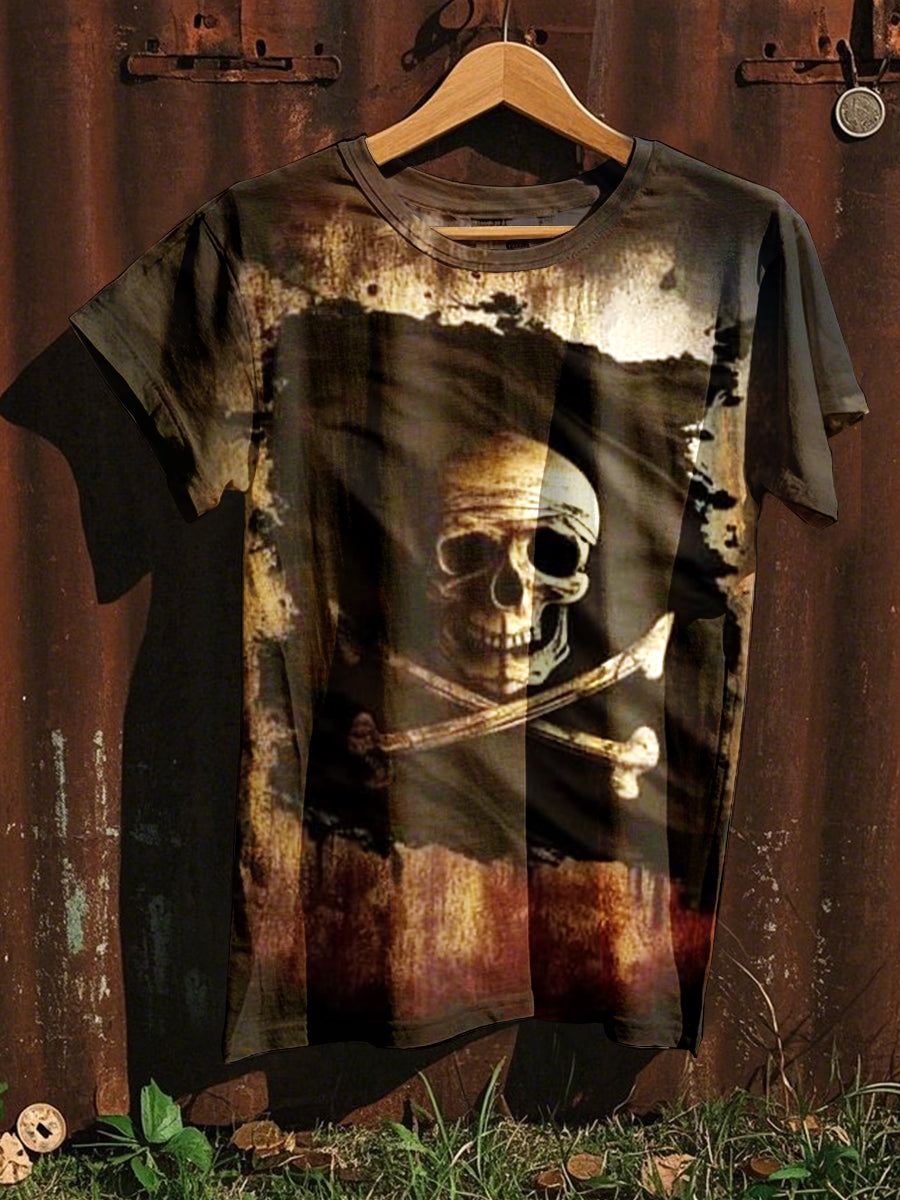 Nautical Pirate Art Print Casual Loose T-Shirt