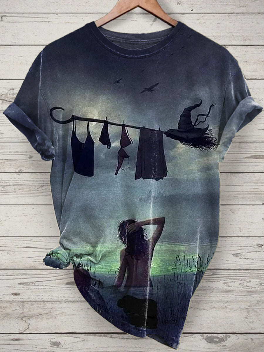 Witch Printed Vintage Fashion Loose Short Sleeve T-Shirt