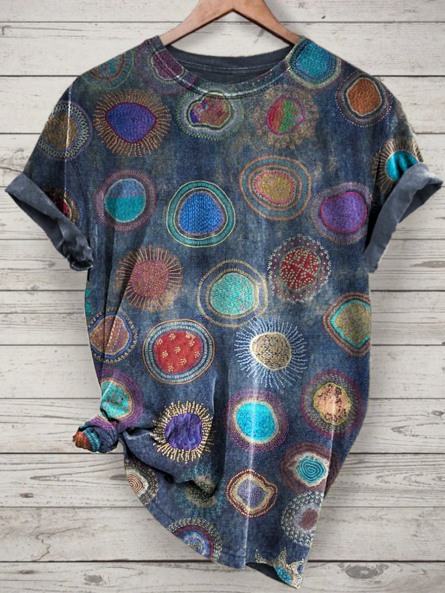 Unisex Abstract Printed Vintage Fashion Loose Short Sleeve T-Shirt