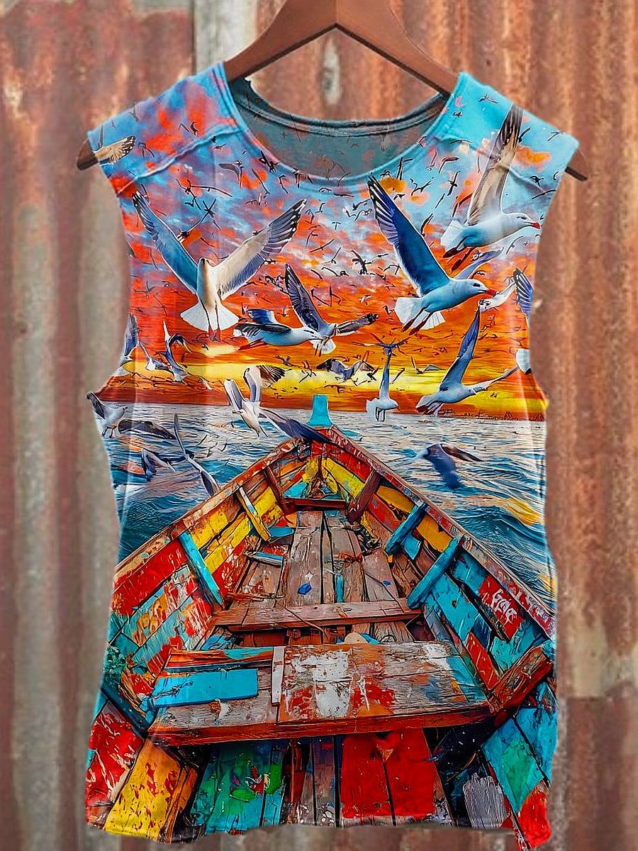 Men's Casual Colored Printed Tank Top