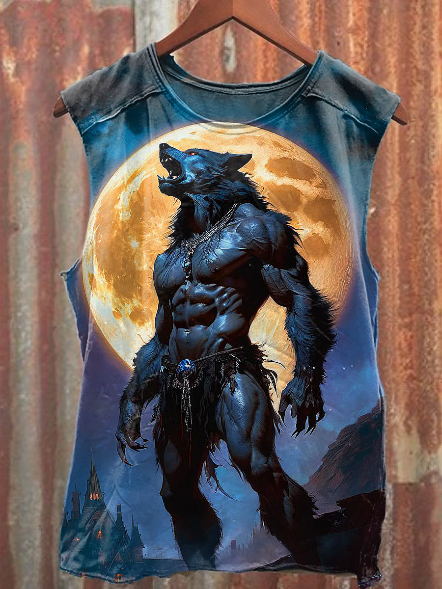 Men's Casual Wolf Printed Tank Top