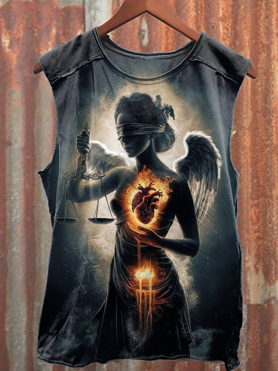 Gorgeous Illustration Print Casual Cotton Tank Top
