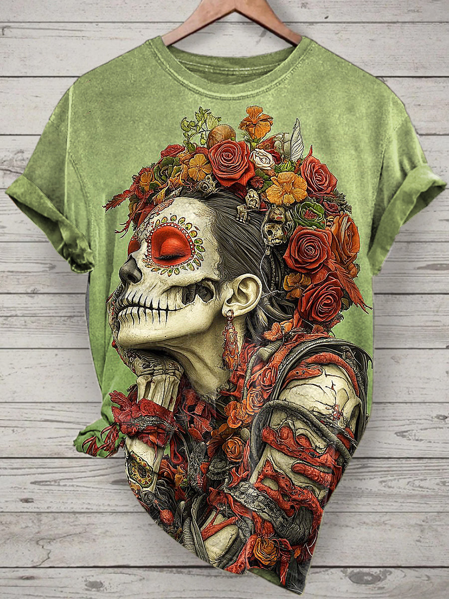 Unisex Zombie Bride Printed Vintage Fashion Loose Short Sleeve T-Shirt