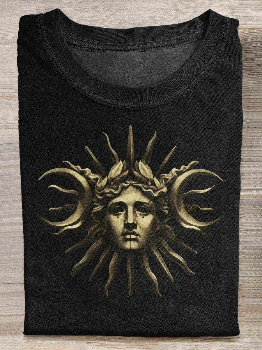 Retro Illustration Art Print Casual Cotton T-Shirt