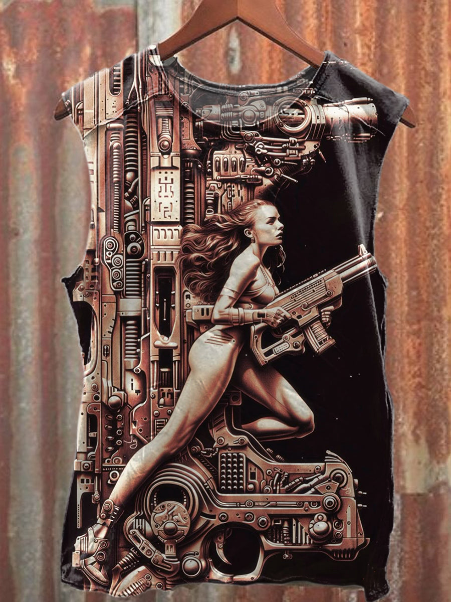 Retro Abstract Graffiti Printed Casual Cotton Tank Top