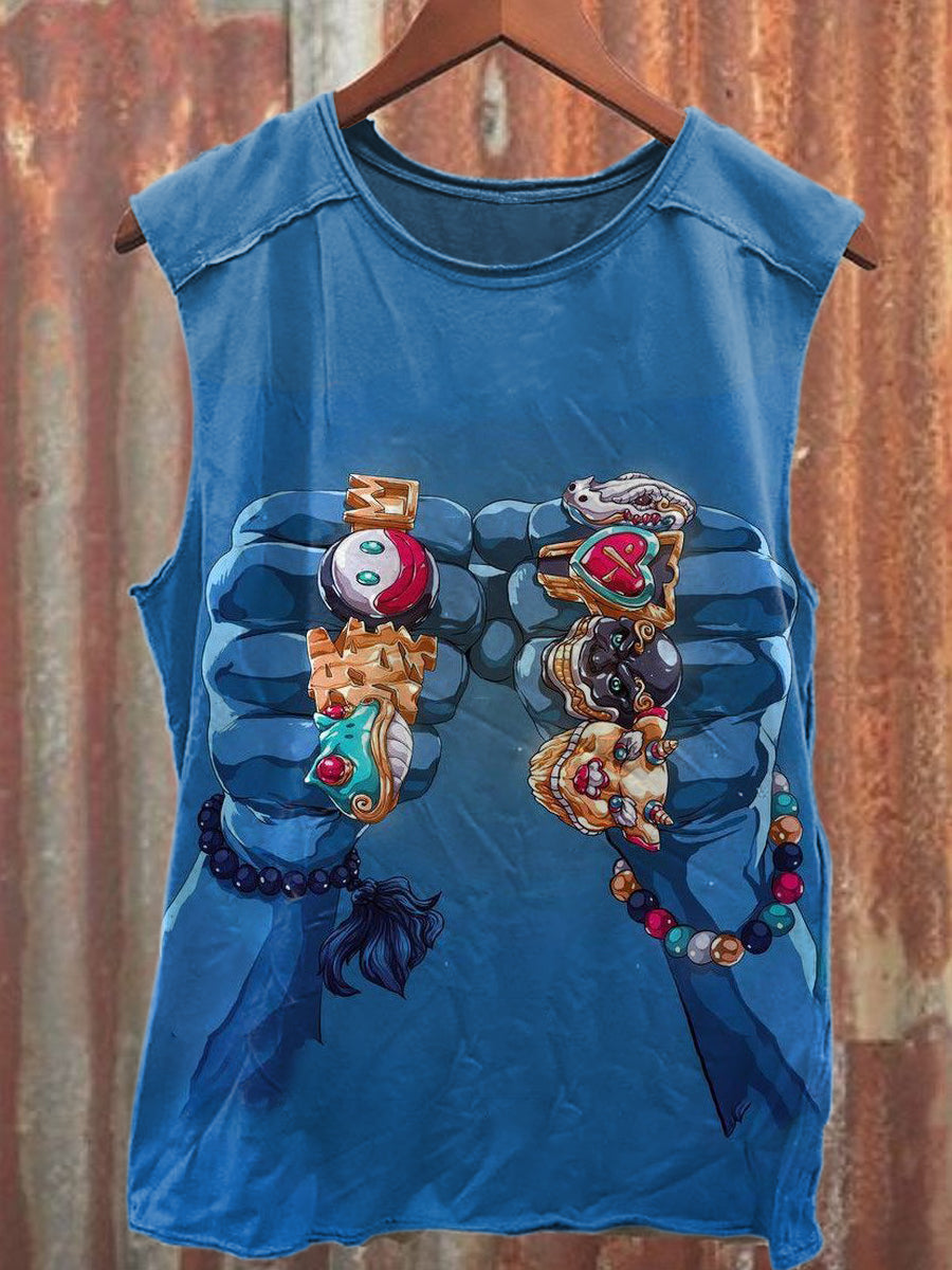 Gorgeous Ring Printed Loose Cotton Tank Top