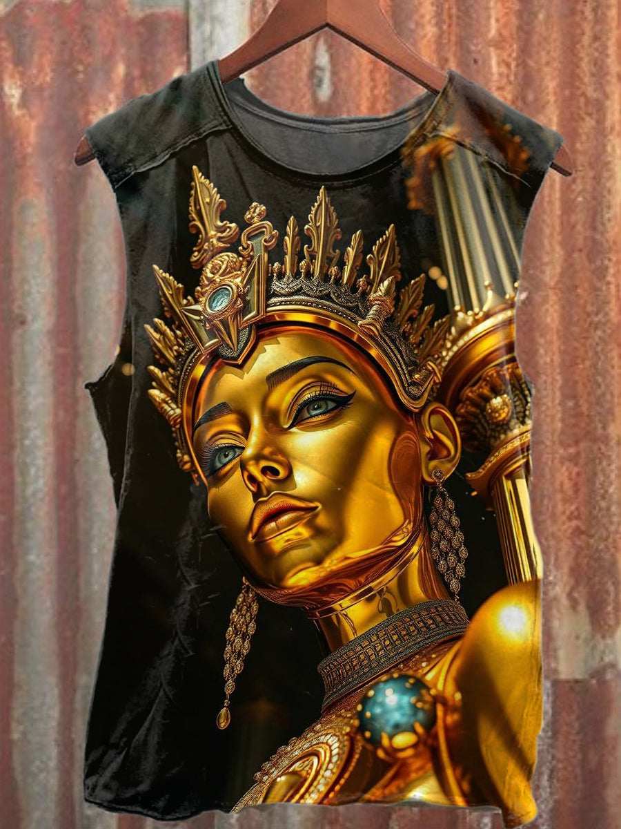 Gorgeous Beauty Graffiti Printed Cotton Tank Top