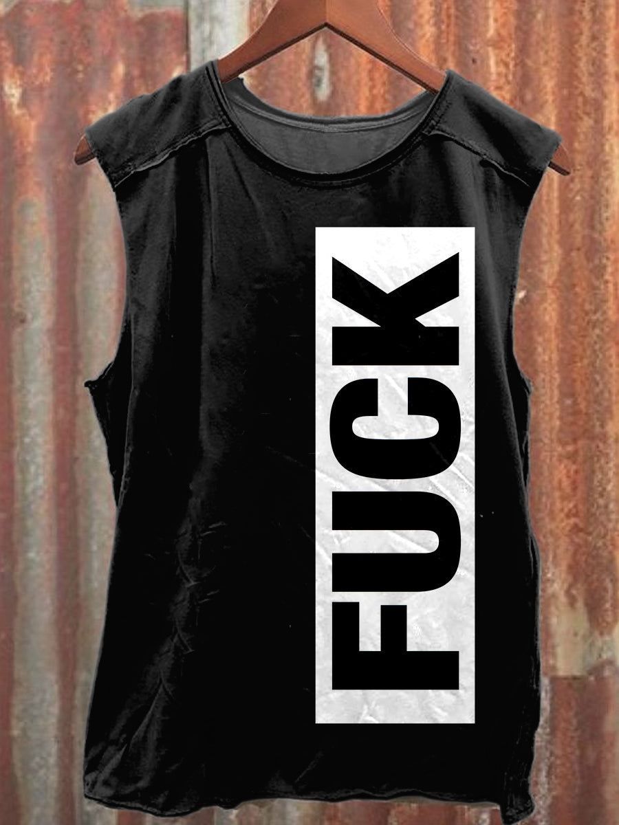 Graffiti Text Casual Cotton Tank Top
