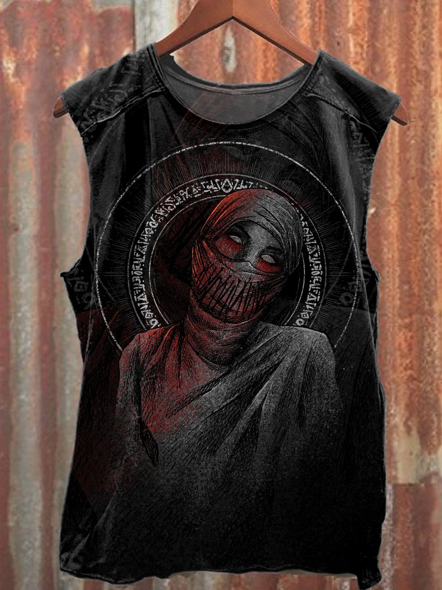 Retro Classic Undead Print Casual Cotton Tank Top