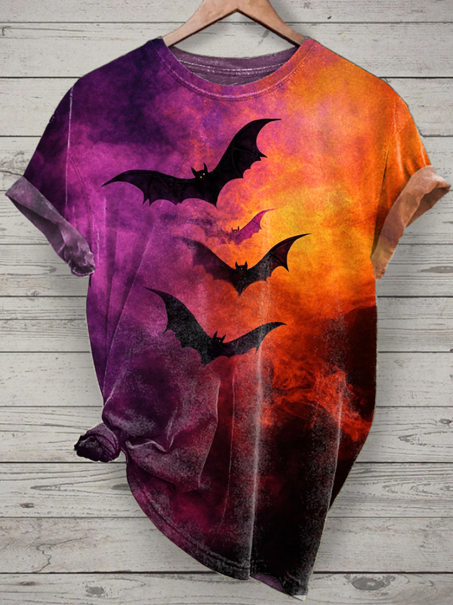 Bats Printed Vintage Fashion Loose Short Sleeve T-Shirt