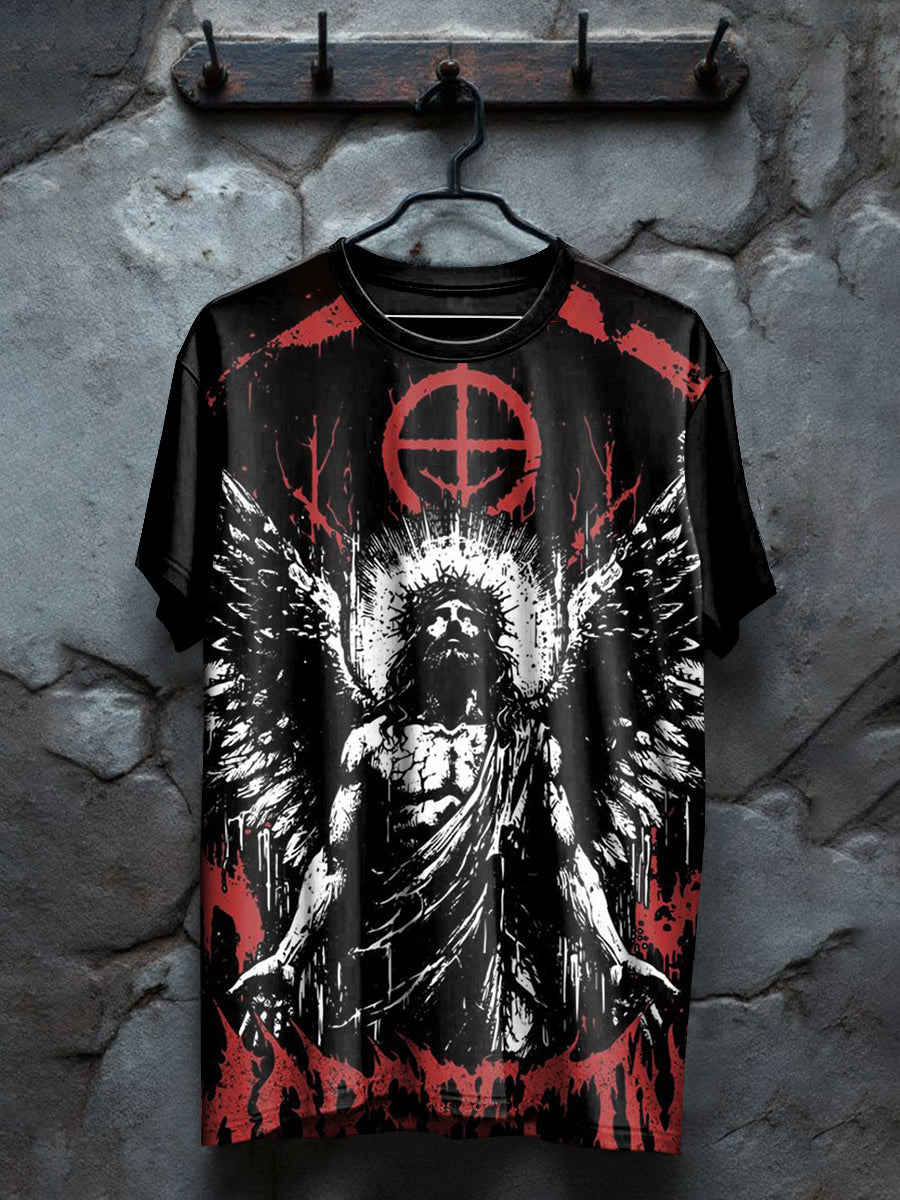 Vintage Dark Jesus Print Loose T-shirt