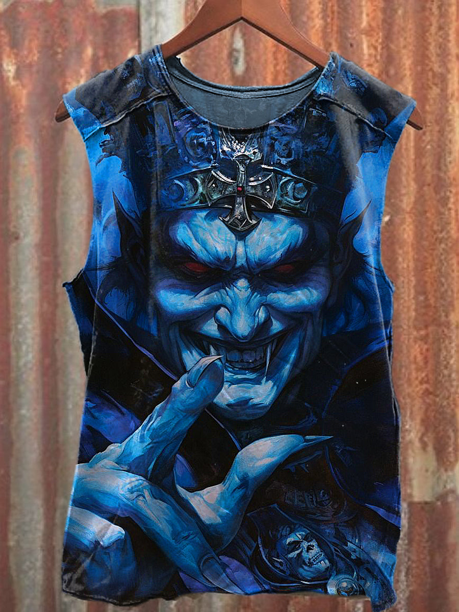 Men's Casual Vampire Printed Tank Top