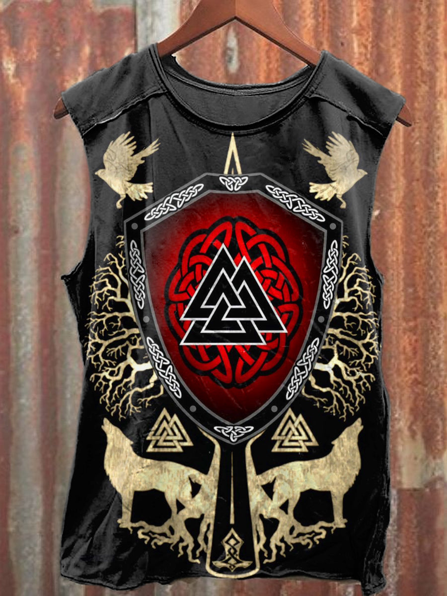 Men's Casual Viking Symbol Printed Tank Top