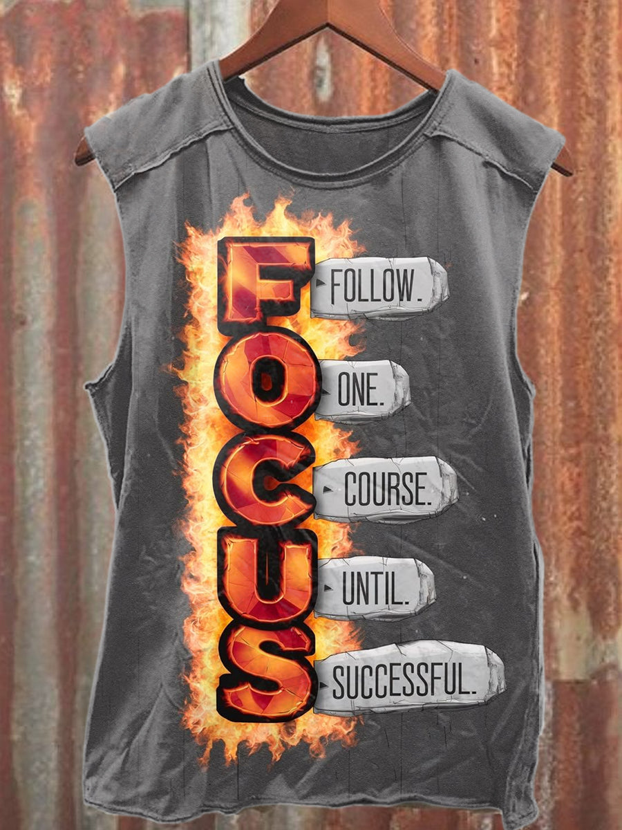 Retro Graffiti Text Print Casual Cotton Tank Top