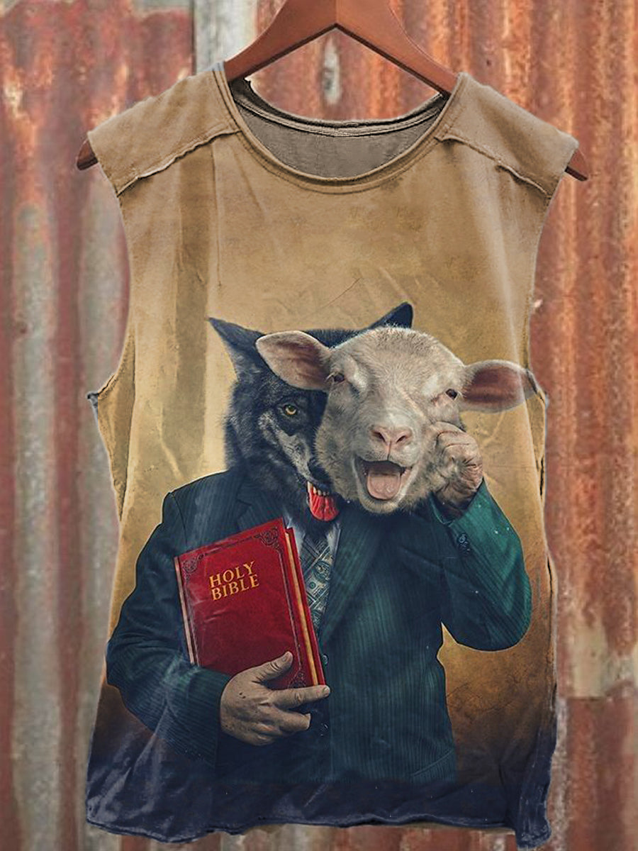 Men's Mr.wolf Casual Printed Tank Top
