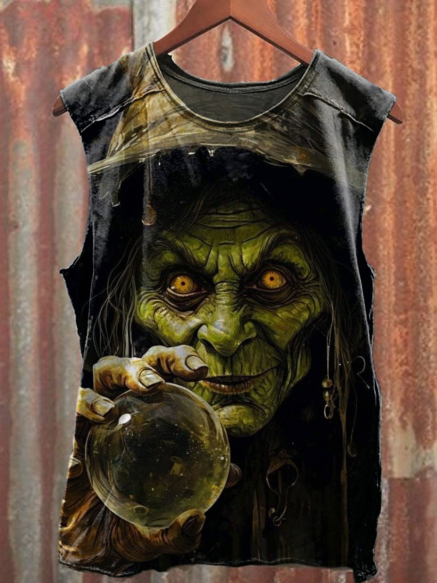 Men's Casual Witch Printed Tank Top