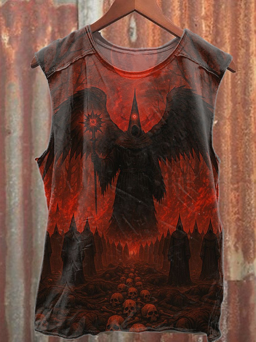 Retro Graffiti Print Casual Cotton Tank Top