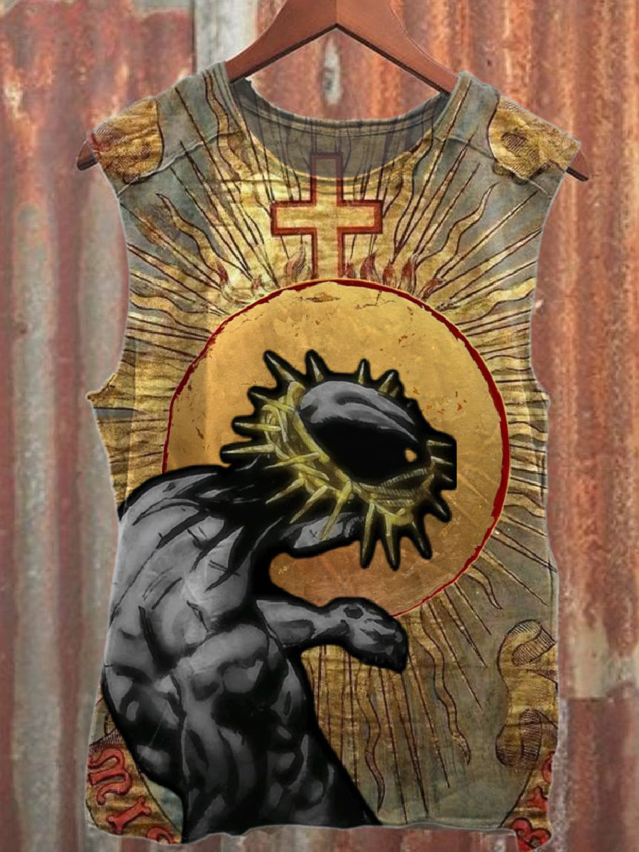 Vintage Jesus Printed Casual Cotton Tank Top