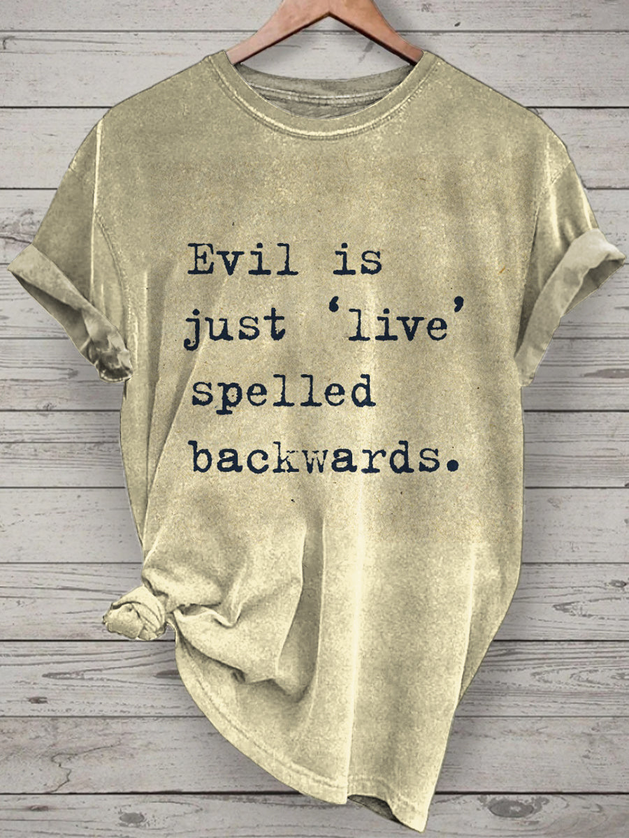 Unisex Funny Words Printed Vintage Fashion Loose Short Sleeve T-Shirt