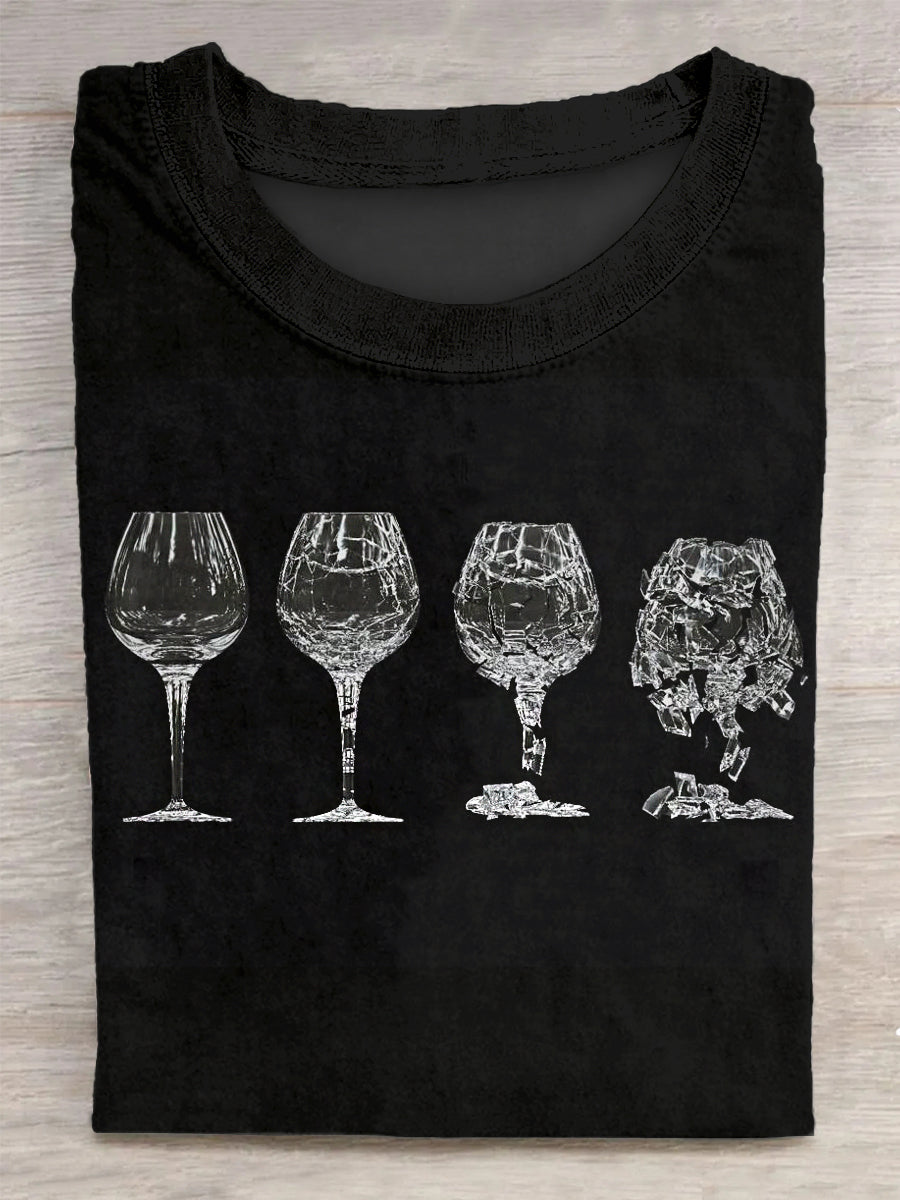 Unisex Broken Glass Printed Vintage Fashion Loose Short Sleeve T-Shirt