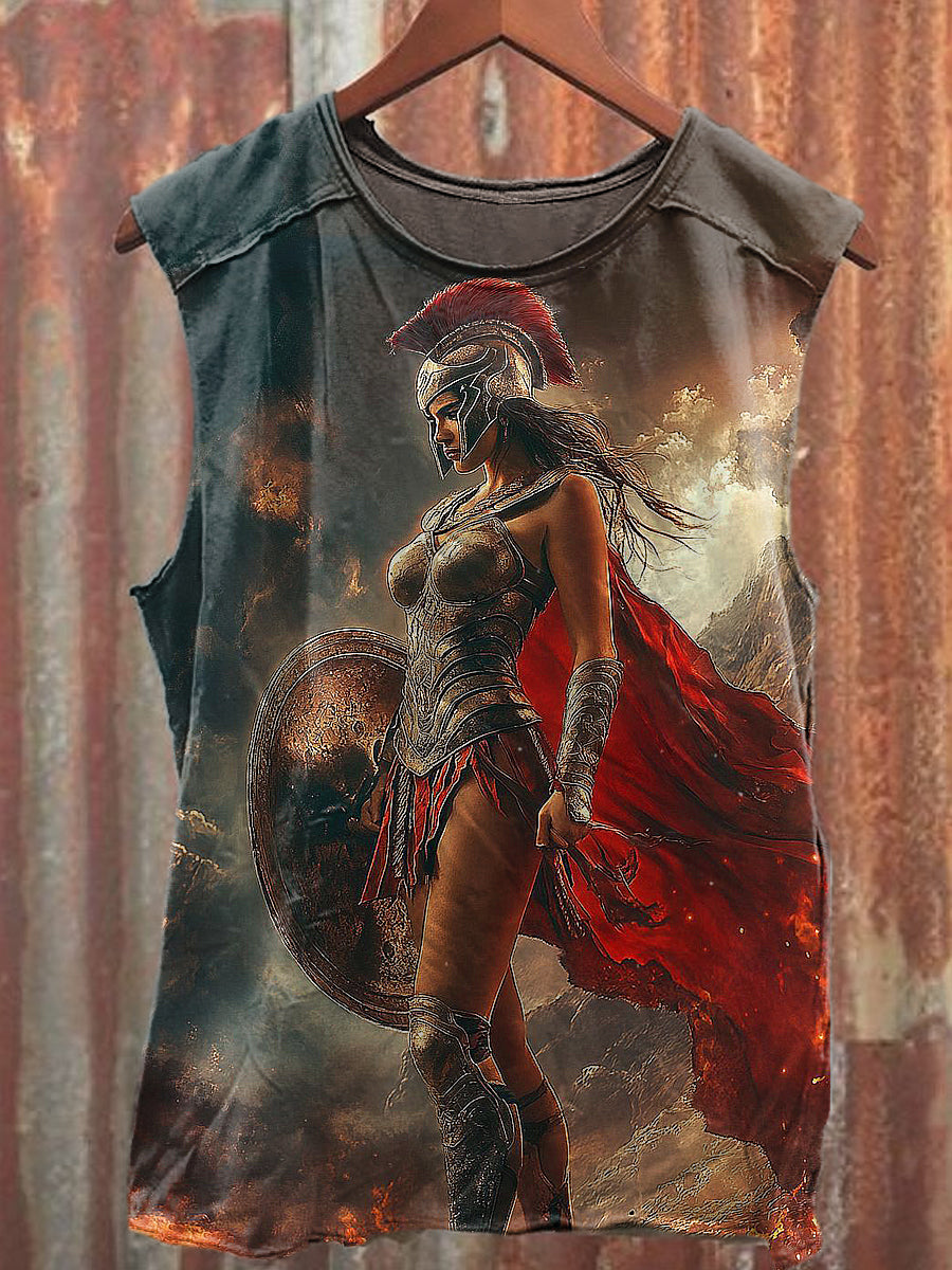Men's Casual Spartan Warrior Printed Tank Top