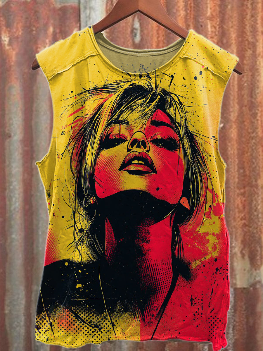 Retro Sexy Beauty Printed Casual Cotton Tank Top