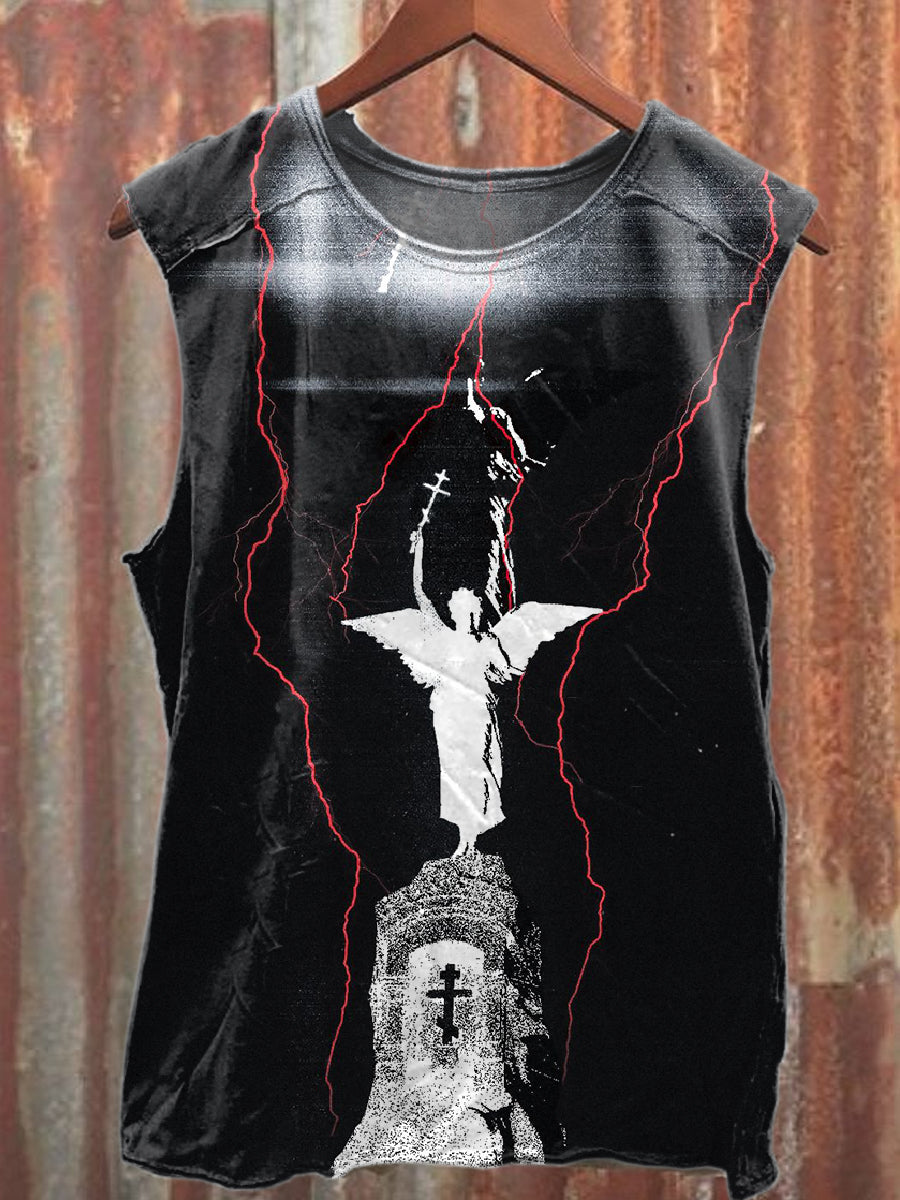 Gorgeous Abstract Graffiti Print Casual Cotton Tank Top