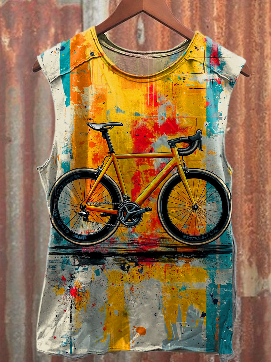 Men's Casual Bicycle Printed Tank Top