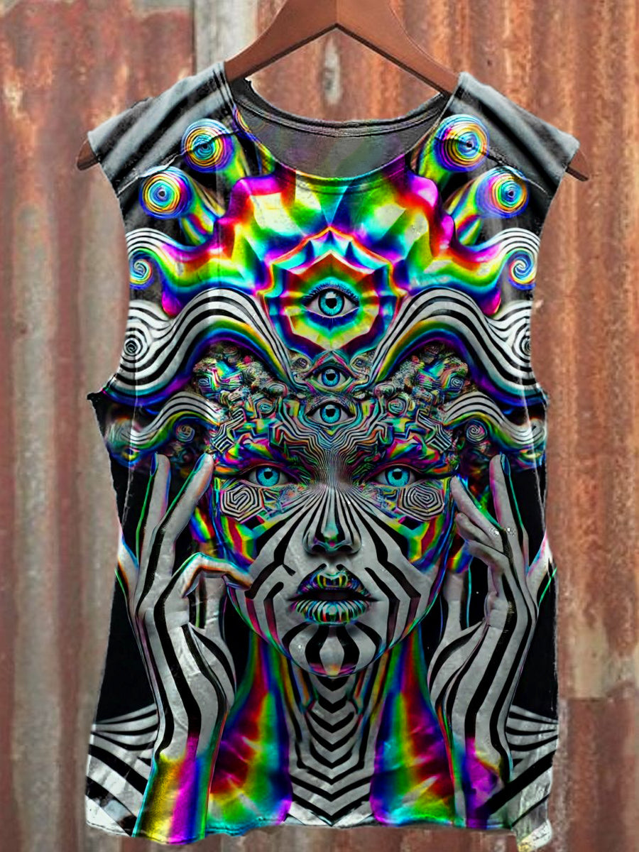 Men's Casual Color Abstract Illustration Printed Tank Top