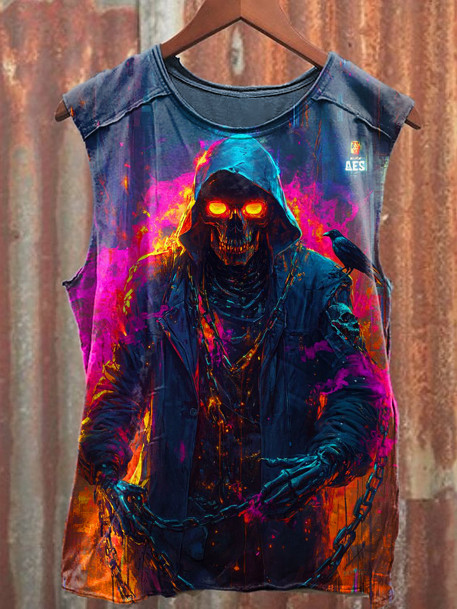 Men's Casual Skull Printed Tank Top