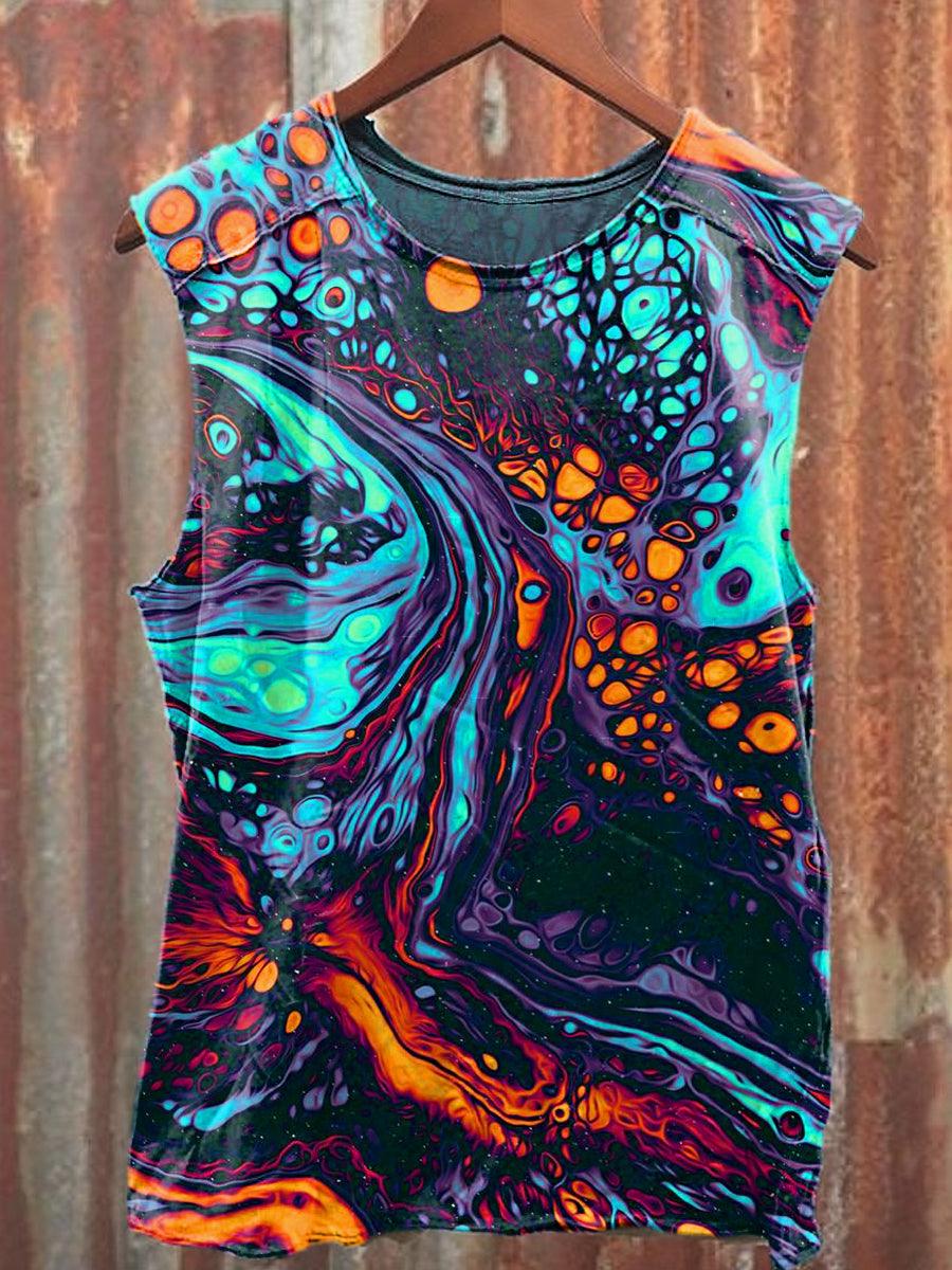 Men's Casual Color Abstract Printed Tank Top