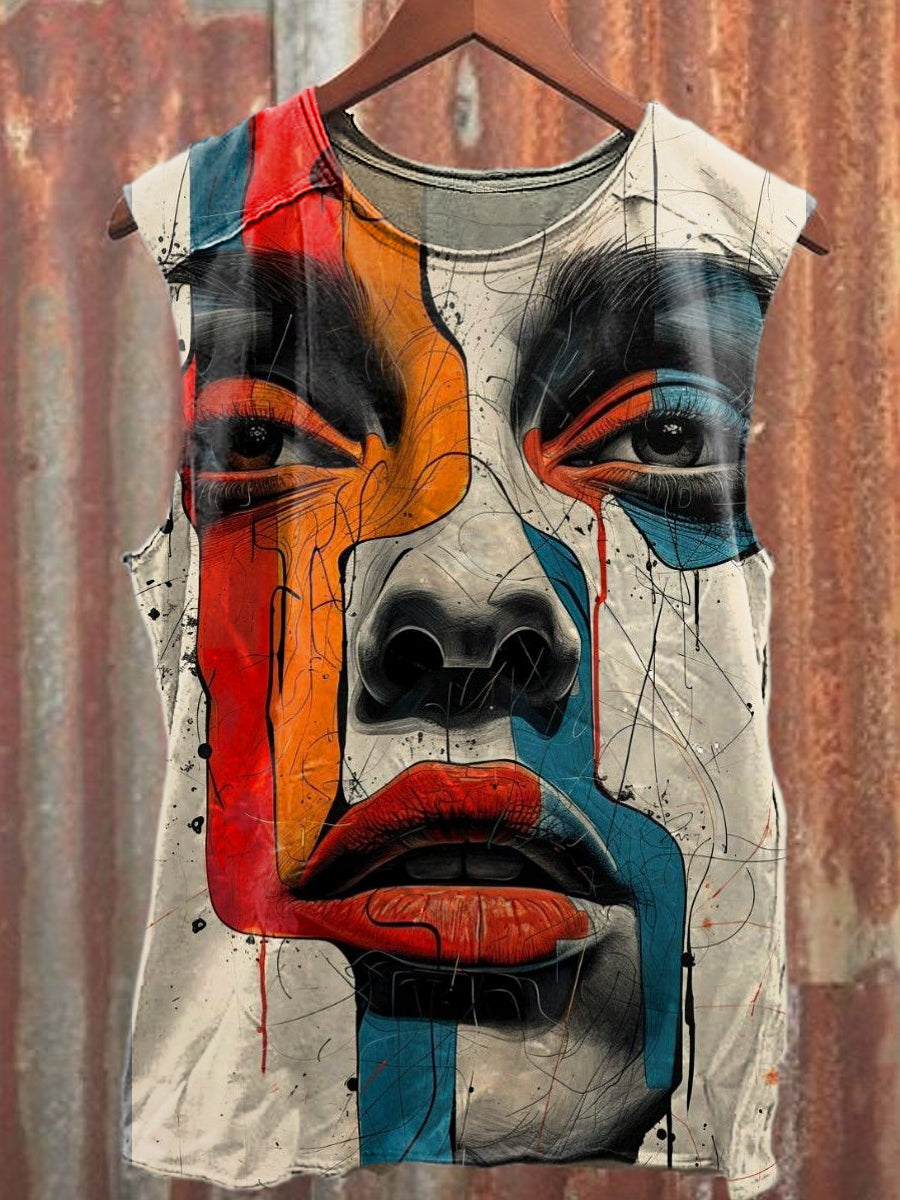 Men's Casual Portrait Printed Tank Top
