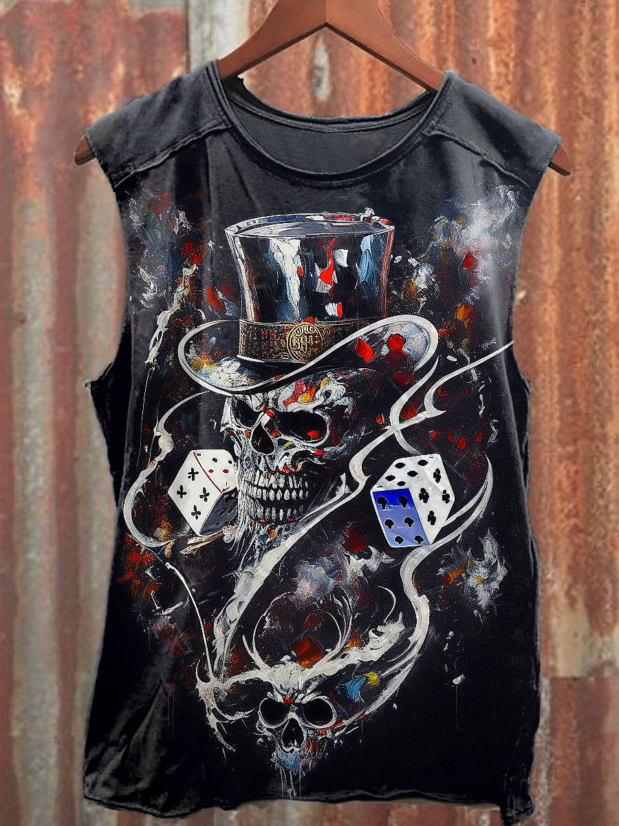 Skull Printed Vintage Fashion Loose Short Sleeve T-Shirt