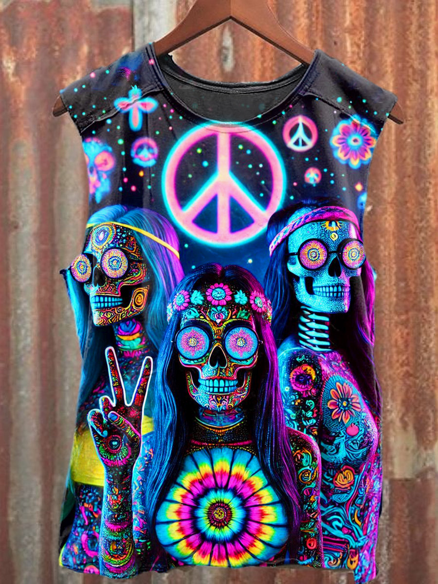 Men's Casual Colorful Skull Printed Tank Top