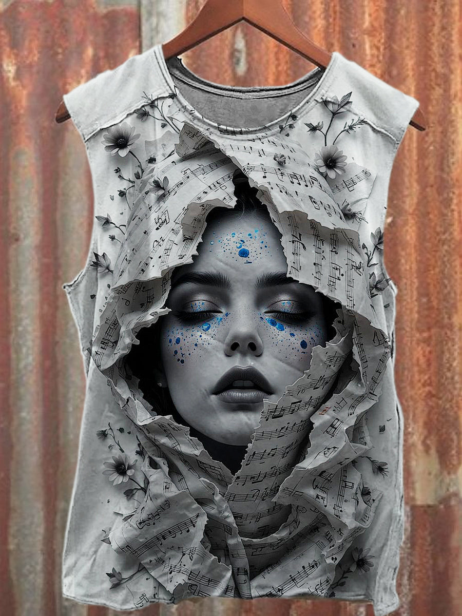 Men's Casual Portrait Printed Tank Top
