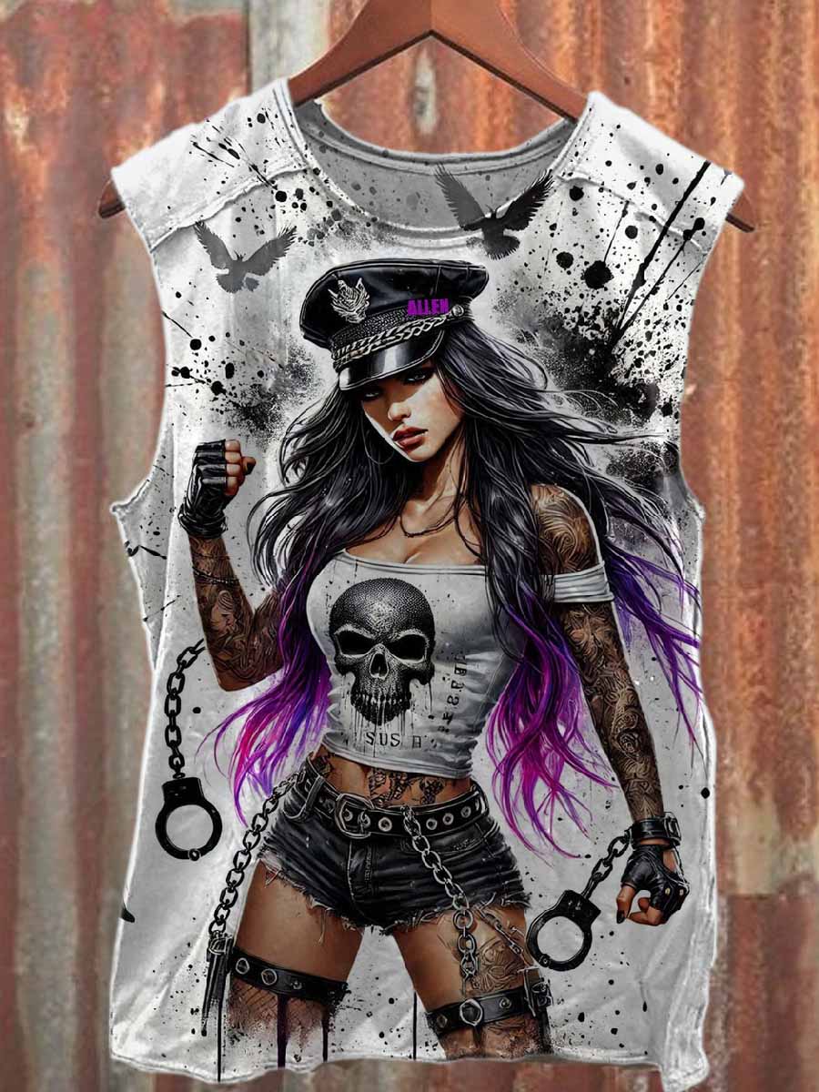 Retro Sexy Beauty Printed Casual Cotton Tank Top