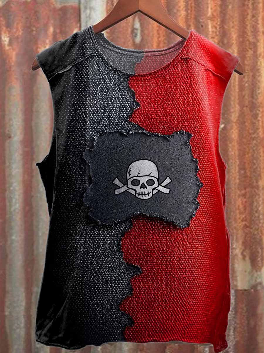 Retro Graffiti Print Casual Cotton Tank Top