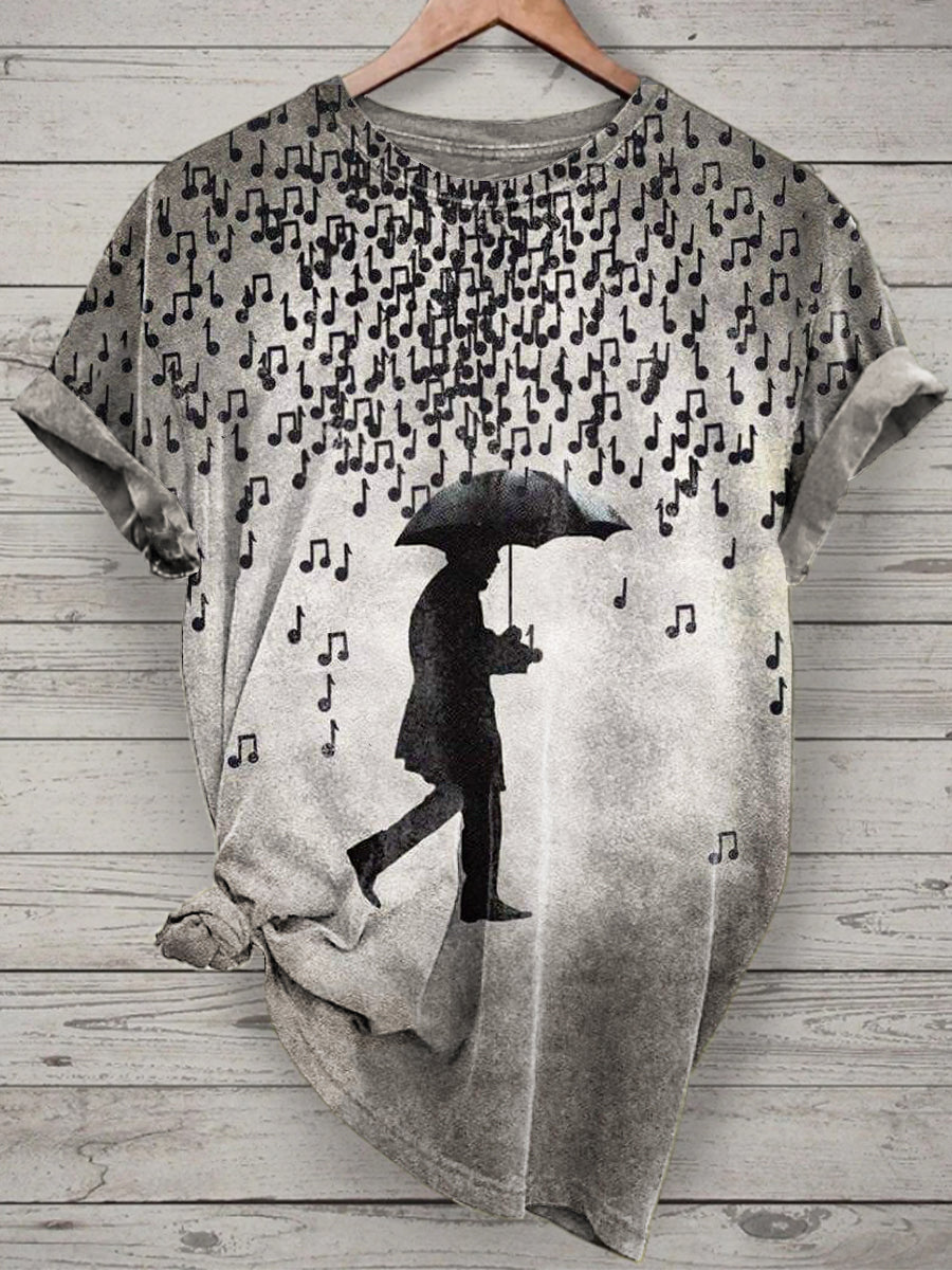 Unisex Funny Music Printed Vintage Fashion Loose Short Sleeve T-Shirt