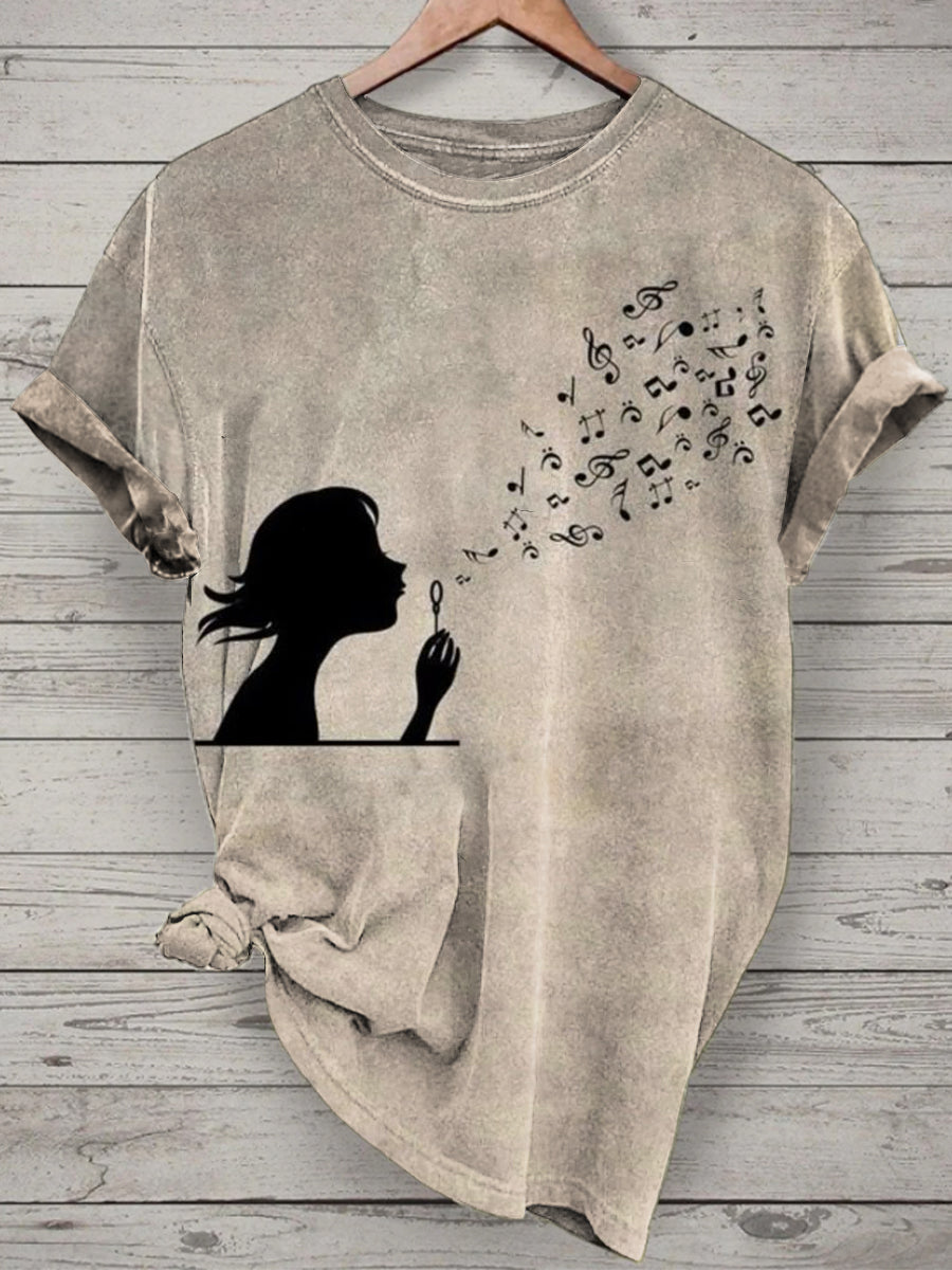 Unisex Funny Music Printed Vintage Fashion Loose Short Sleeve T-Shirt