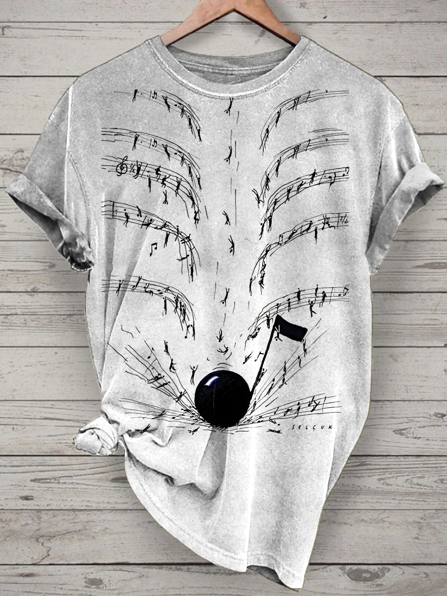 Unisex Funny Music Printed Vintage Fashion Loose Short Sleeve T-Shirt