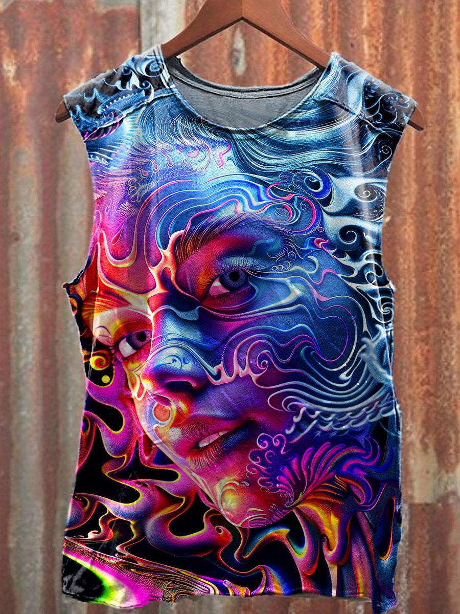 Men's Casual Color Portrait Printed Tank Top
