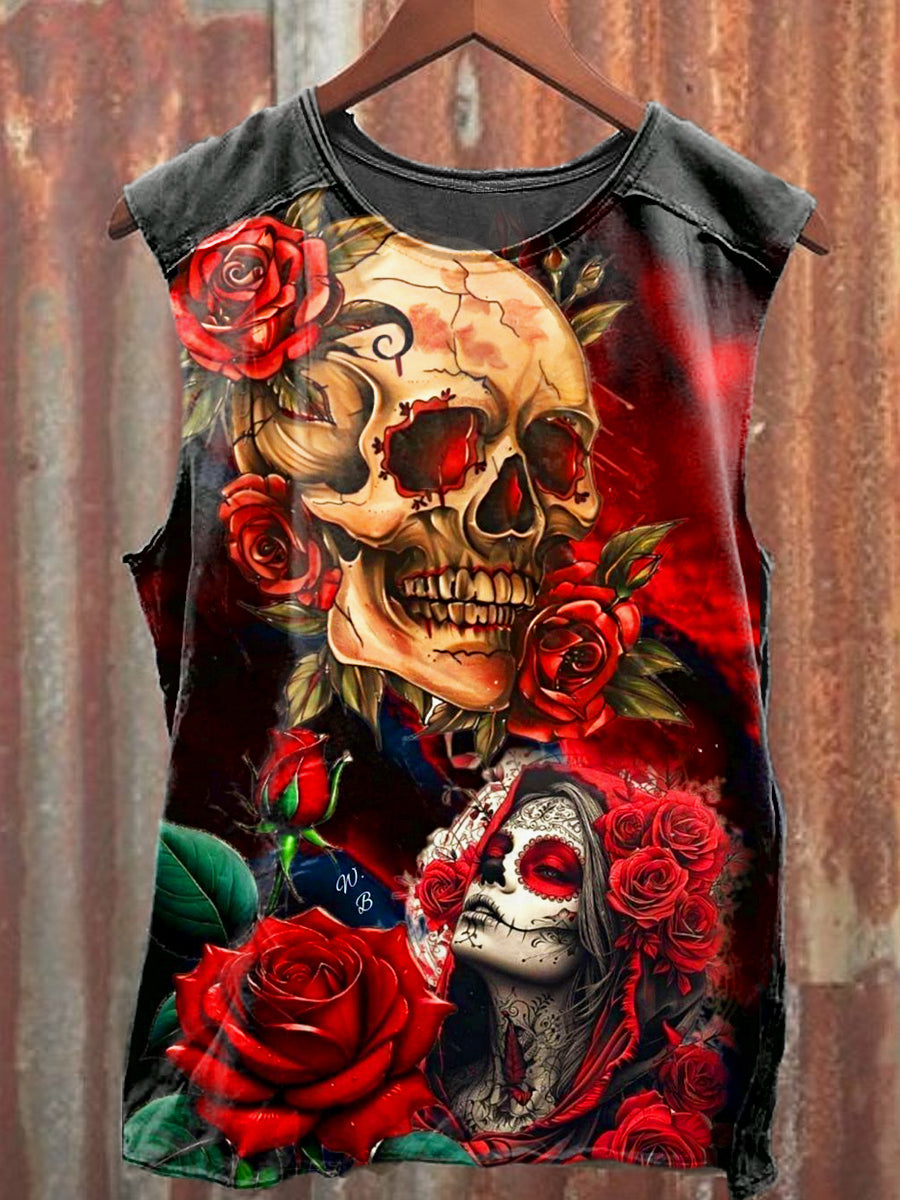 Men's Casual Undead Skull Printed Tank Top