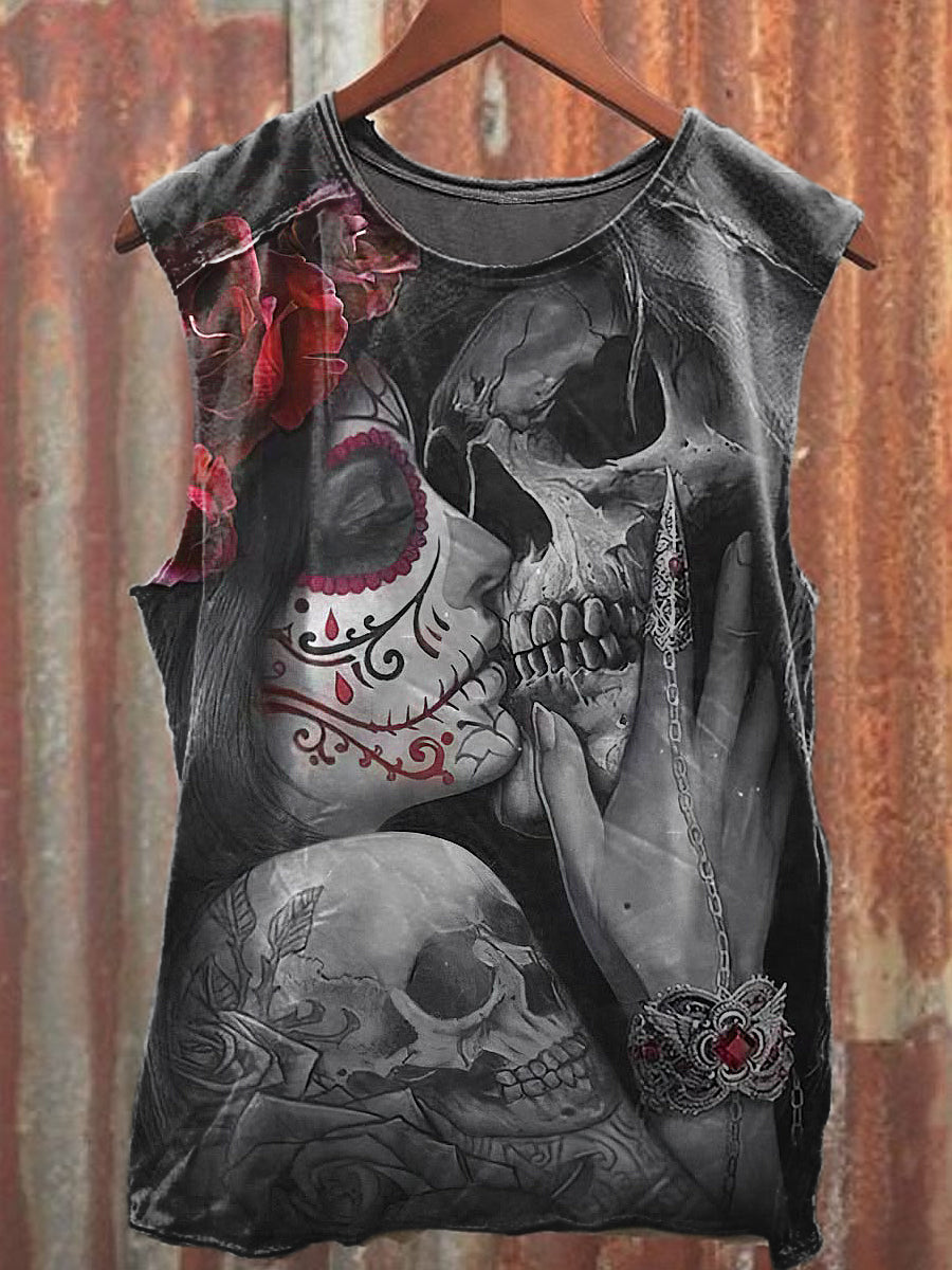 Men's Casual Undead Skull Printed Tank Top