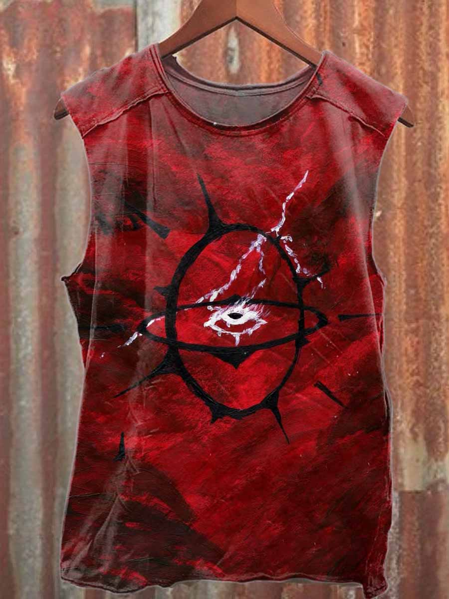 Fantasy Eyes Printed Casual Cotton Tank Top