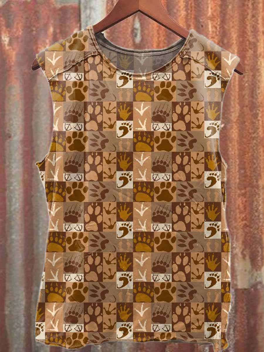 Retro Graffiti Print Casual Cotton Tank Top