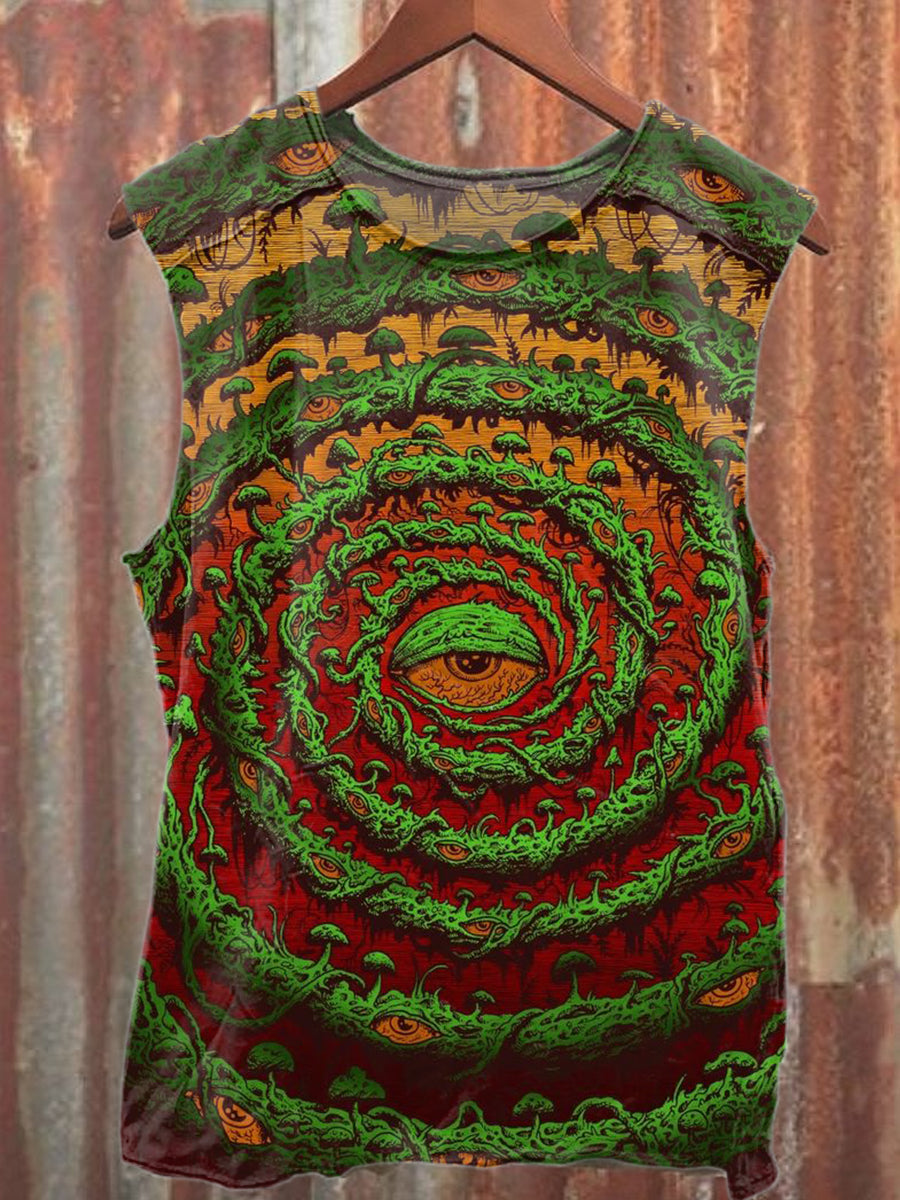 Retro Graffiti Print Casual Cotton Tank Top