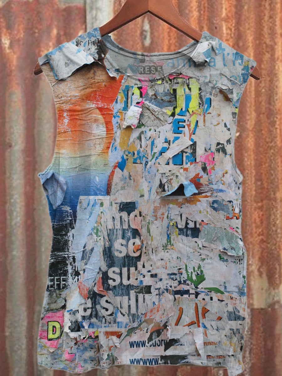 Retro Graffiti Print Casual Cotton Tank Top