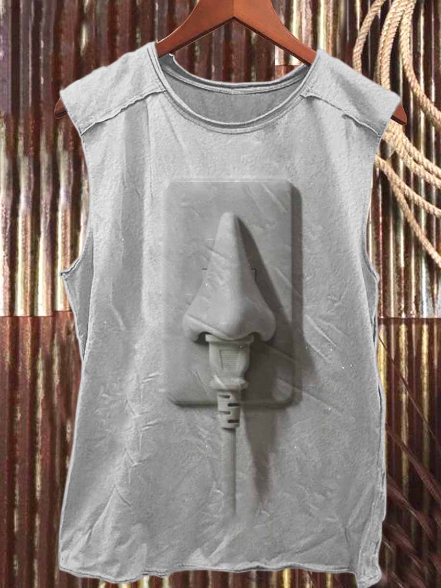 Retro Graffiti Print Casual Pure Cotton Tank Top